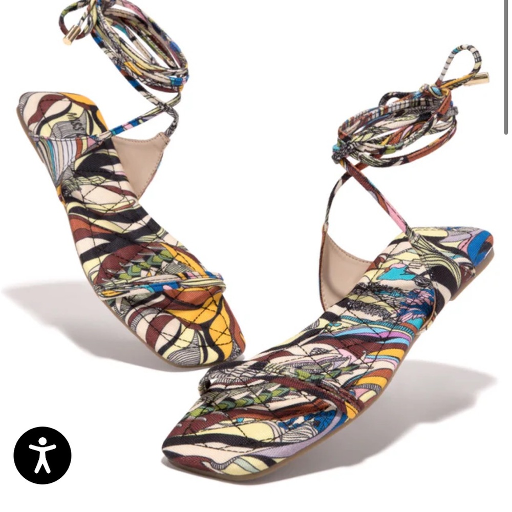 Multi-coloured miss lola lace-up flat sandals